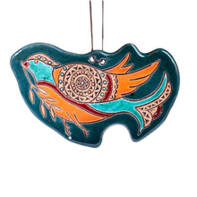 Load image into Gallery viewer, Traditional Pigeon-Themed Teal Ceramic Daghghan Wall Decor - Peaceful Pigeon | NOVICA