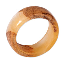 Load image into Gallery viewer, Hand-Carved Golden-Toned Apricot Wood and Resin Band Ring - Chic Victory | NOVICA