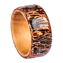 Load image into Gallery viewer, Men's Apricot Wood and Tree Bark Band Ring from Armenia - Apricot Majesty | NOVICA