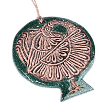 Load image into Gallery viewer, Bird-Themed Pomegranate-Shaped Teal Ceramic Home Accent - Sky Energies | NOVICA