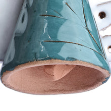 Load image into Gallery viewer, Hand-Painted Angel-Themed Teal Glazed Ceramic Bell Ornament - Angelic Melodies | NOVICA