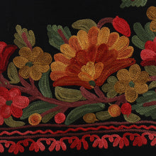 Load image into Gallery viewer, Rayon-Embroidered Woven Wool Shawl in Black and Warm Hues - Bewitching Glory | NOVICA
