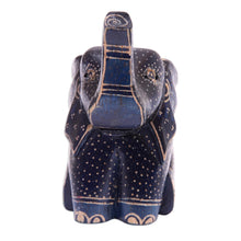 Load image into Gallery viewer, Batik Classic Elephant-Shaped Navy Pule Wood Figurine - Baby Sage | NOVICA