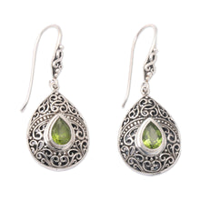 Load image into Gallery viewer, Traditional One-Carat Faceted Peridot Dangle Earrings - Regal Paradise in Green | NOVICA