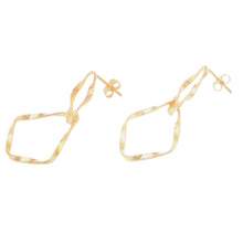 Load image into Gallery viewer, Polished Modern 18k Gold-Plated Dangle Earrings from Bali - Twists of Triumph | NOVICA
