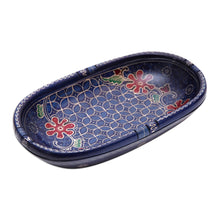 Load image into Gallery viewer, Handmade Batik Oblong-Shaped Blue Pule Wood Decorative Bowl - Water Batik | NOVICA