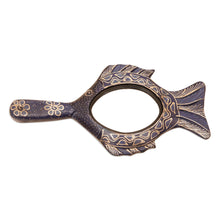 Load image into Gallery viewer, Handcrafted Batik Painted Fish-Themed Pule Wood Hand Mirror - Sea Reflection | NOVICA