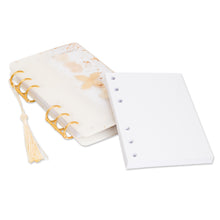 Load image into Gallery viewer, Handcrafted Leafy Resin Journal with Ivory Tassel - Sunrise Forest | NOVICA
