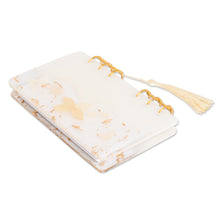 Load image into Gallery viewer, Handcrafted Leafy Resin Journal with Ivory Tassel - Sunrise Forest | NOVICA