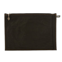 Load image into Gallery viewer, 100% Recycled Leather Cosmetic Bag with Zippered Closure - Refined Space | NOVICA