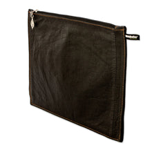 Load image into Gallery viewer, 100% Recycled Leather Cosmetic Bag with Zippered Closure - Refined Space | NOVICA