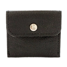 Load image into Gallery viewer, Handmade Eco-Friendly Black Recycled Leather Coin Purse - Handy Environment | NOVICA