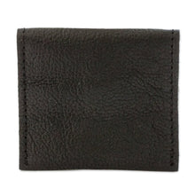 Load image into Gallery viewer, Handmade Eco-Friendly Black Recycled Leather Coin Purse - Handy Environment | NOVICA