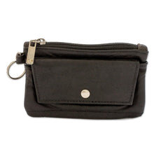 Load image into Gallery viewer, Eco-Friendly Black Recycled Leather Coin Purse with Zipper - Frugal Space | NOVICA