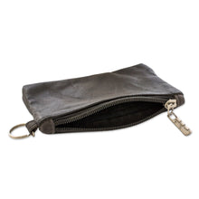 Load image into Gallery viewer, Eco-Friendly Black Recycled Leather Coin Purse with Zipper - Frugal Space | NOVICA