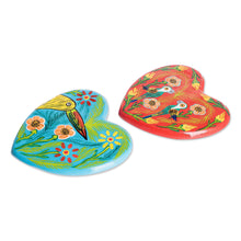 Load image into Gallery viewer, Hand-Painted Nature-Themed Assorted Heart Magnets (Set of 2) - Multiple Hearts | NOVICA