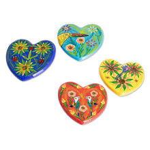 Load image into Gallery viewer, Hand-Painted Nature-Themed Assorted Heart Magnets (Set of 2) - Multiple Hearts | NOVICA
