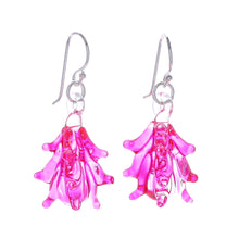Load image into Gallery viewer, Tree-Inspired Handblown Glass Dangle Earrings in Fuchsia - Fuchsia Tree | NOVICA