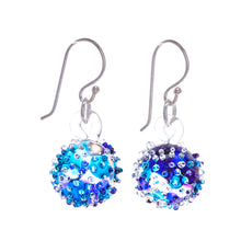 Load image into Gallery viewer, Handblown Glass Spike Ball Dangle Earrings in Purple & Blue - Purple & Blue Berries | NOVICA