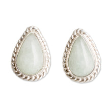 Load image into Gallery viewer, High-Polished Teardrop-Shaped Green Jade Stud Earrings - Teardrop Abundance | NOVICA