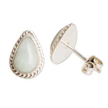 Load image into Gallery viewer, High-Polished Teardrop-Shaped Green Jade Stud Earrings - Teardrop Abundance | NOVICA