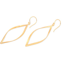 Load image into Gallery viewer, Modern High-Polished 18k Gold-Plated Dangle Earrings - Eyes of Glory | NOVICA