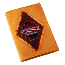 Load image into Gallery viewer, Chakana-Themed Orange Leather Passport Cover from Peru - Chakana Heritage | NOVICA