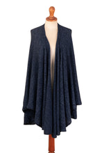 Load image into Gallery viewer, Textured Knit Alpaca Blend Ruana in Blue Shades from Peru - Sea Blue | NOVICA