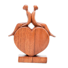 Load image into Gallery viewer, Heart-Shaped Inspirational Suar Wood Sculpture from Bali - Best of Friendship | NOVICA