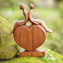 Load image into Gallery viewer, Heart-Shaped Inspirational Suar Wood Sculpture from Bali - Best of Friendship | NOVICA