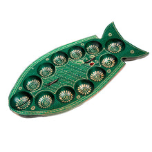 Load image into Gallery viewer, Foldable Fish-Shaped Batik Wood Mancala Board Game Set - Swimming Tilapia | NOVICA