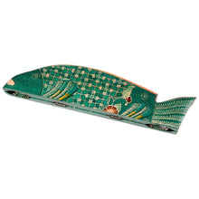 Load image into Gallery viewer, Foldable Fish-Shaped Batik Wood Mancala Board Game Set - Swimming Tilapia | NOVICA