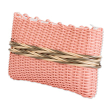 Load image into Gallery viewer, Hand-Woven Recycled Vinyl Cord Cosmetic Bag in Peach Hue - Peachy Keen | NOVICA
