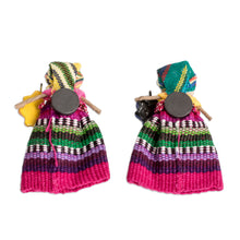 Load image into Gallery viewer, Handmade Cotton and Ceramic Sun and Moon Worry Doll Magnets - Sun & Moon Energies | NOVICA
