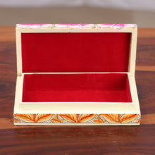 Load image into Gallery viewer, Pink Papier Mache on Wood Floral Leaf & Bird Decorative Box - Blooming Kashmir in Pink | NOVICA