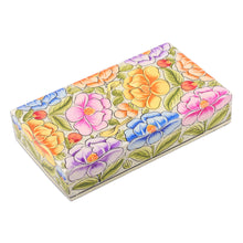 Load image into Gallery viewer, Floral Leaf Bird-Themed Papier Mache on Wood Decorative Box - Blooming Kashmir | NOVICA