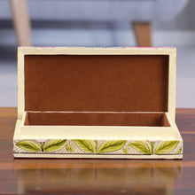 Load image into Gallery viewer, Floral Leaf Bird-Themed Papier Mache on Wood Decorative Box - Blooming Kashmir | NOVICA