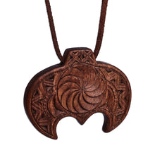 Load image into Gallery viewer, Hand-Carved Traditional Walnut Wood Pendant Necklace - Wisdom Talisman | NOVICA
