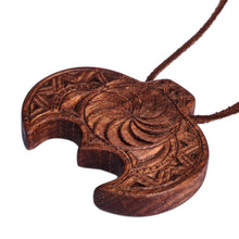Load image into Gallery viewer, Hand-Carved Traditional Walnut Wood Pendant Necklace - Wisdom Talisman | NOVICA