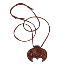 Load image into Gallery viewer, Hand-Carved Traditional Walnut Wood Pendant Necklace - Wisdom Talisman | NOVICA