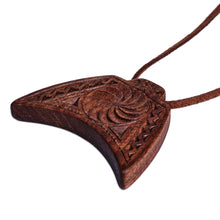 Load image into Gallery viewer, Traditional Geometric Walnut Wood Pendant Necklace - Infinity Talisman | NOVICA