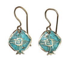 Load image into Gallery viewer, Pomegranate-Shaped Solar Sign Brass Dangle Earrings - Radiant Essence | NOVICA