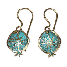 Load image into Gallery viewer, Pomegranate-Shaped Sun Sign Brass Dangle Earrings - Sunny Essence | NOVICA