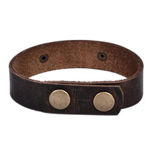 Load image into Gallery viewer, Men's Leather Bracelet with Brass Abstract Sun Pendant - Solar Brilliance | NOVICA