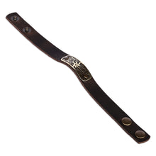 Load image into Gallery viewer, Men's Leather Bracelet with Brass Abstract Sun Pendant - Solar Brilliance | NOVICA