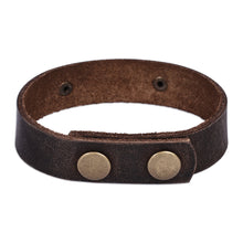 Load image into Gallery viewer, Men's Leather Bracelet with Sun-Themed Brass Pendant - Infinite Harmony | NOVICA