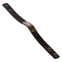 Load image into Gallery viewer, Men's Leather Bracelet with Sun-Themed Brass Pendant - Infinite Harmony | NOVICA