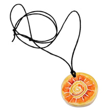 Load image into Gallery viewer, Hand-Painted Warm-Toned Sun-Themed Ceramic Pendant Necklace - Shining Sun | NOVICA