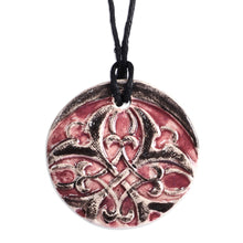 Load image into Gallery viewer, Hand-Painted Classic Burgundy Ceramic Pendant Necklace - Classic Royal | NOVICA