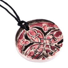 Load image into Gallery viewer, Hand-Painted Classic Burgundy Ceramic Pendant Necklace - Classic Royal | NOVICA